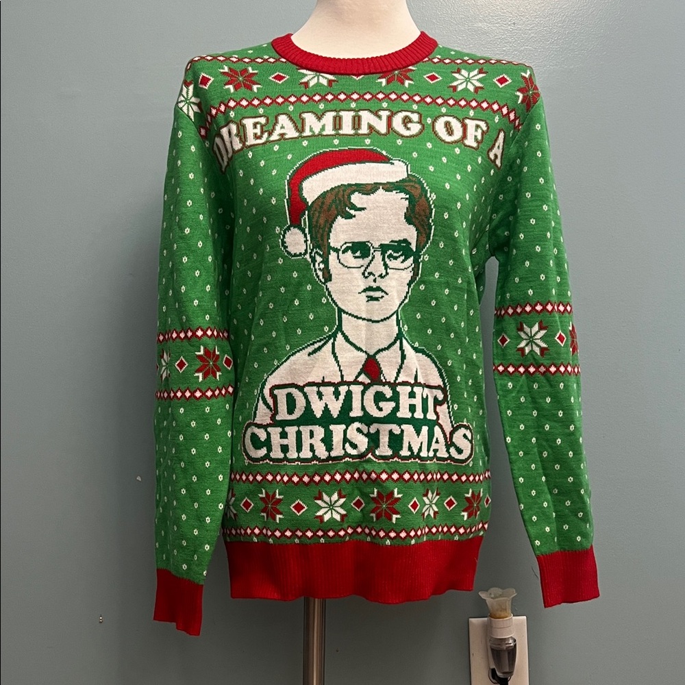 The Office Green/Red Christmas Sweater sm M